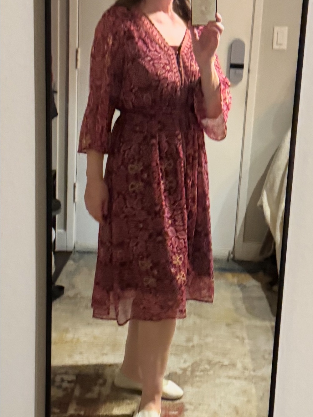 Marks & Spencer Burgundy Midi Dress Indigo collection from Europe